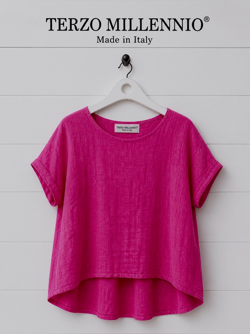TERZO MILLENNIO Fuchsia Linen Blouse Size S